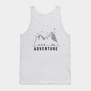 Adventure With Mountain Illustration Black Tank Top